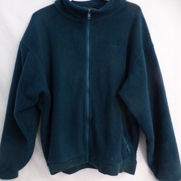 Land's End zip green fleece jacket women 14-16